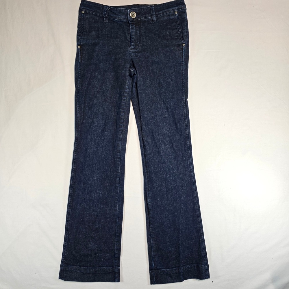 Banana Republic Dark Trouser Denim Jeans Blue Wide Leg 731723-00 Size 27